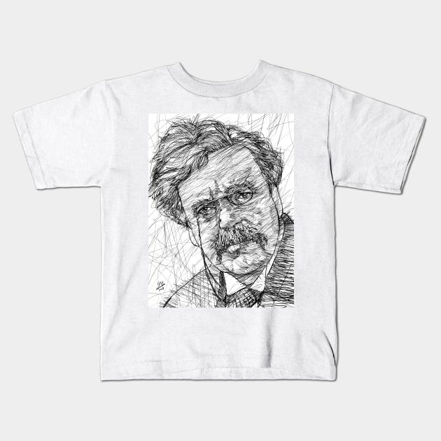 G. K. CHESTERTON ink portrait .3 Kids T-Shirt by lautir